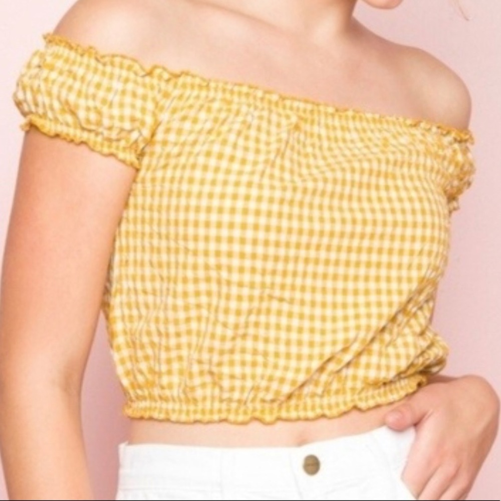 Brandy Melville Yellow Gingham Top